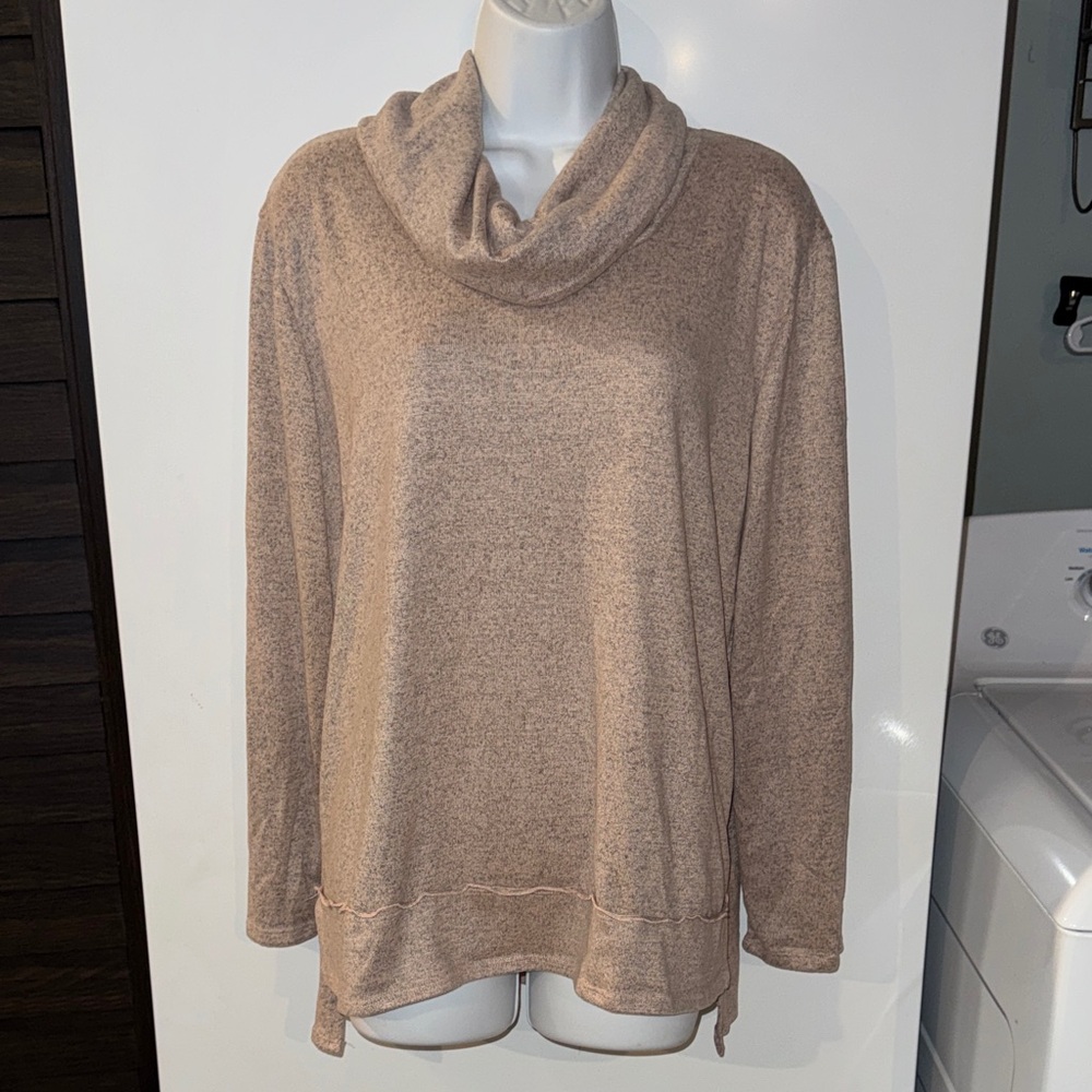 Simply Irresistible Tan Marl Cowl Neck Long Sleeve Sweater XL